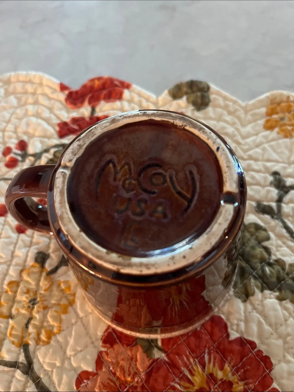 Vintage McCoy Brown Drip Glaze Mugs set of 4.  Cups tea coffee USA
